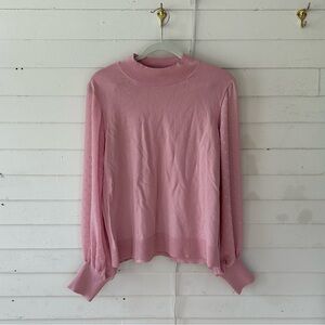 CeCe pink Swiss dot bubble sleeve sweater size XL